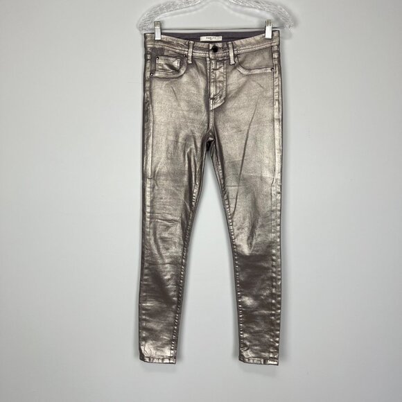 Fidelity Denim Womens Sola Mid Rise Skinny Ankle Jeans Gunmetal Foil size 30 - Picture 3 of 14